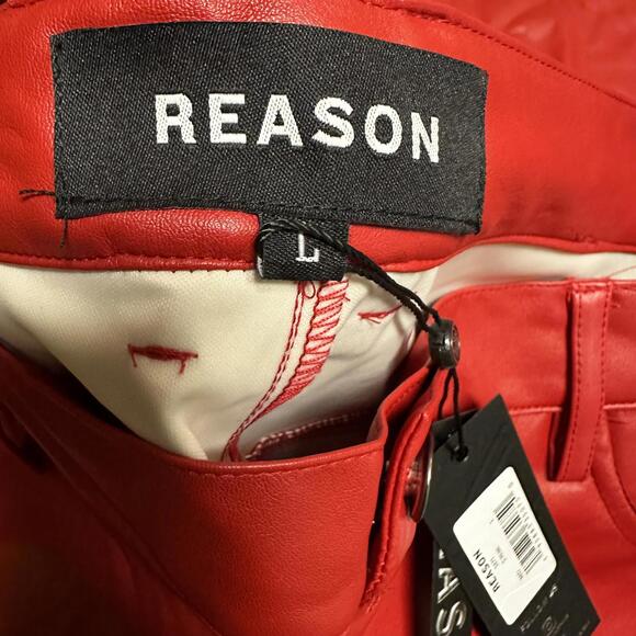 Reason Clothing red faux leather but in front shirt with leather pants LARGE - Picture 2 of 6